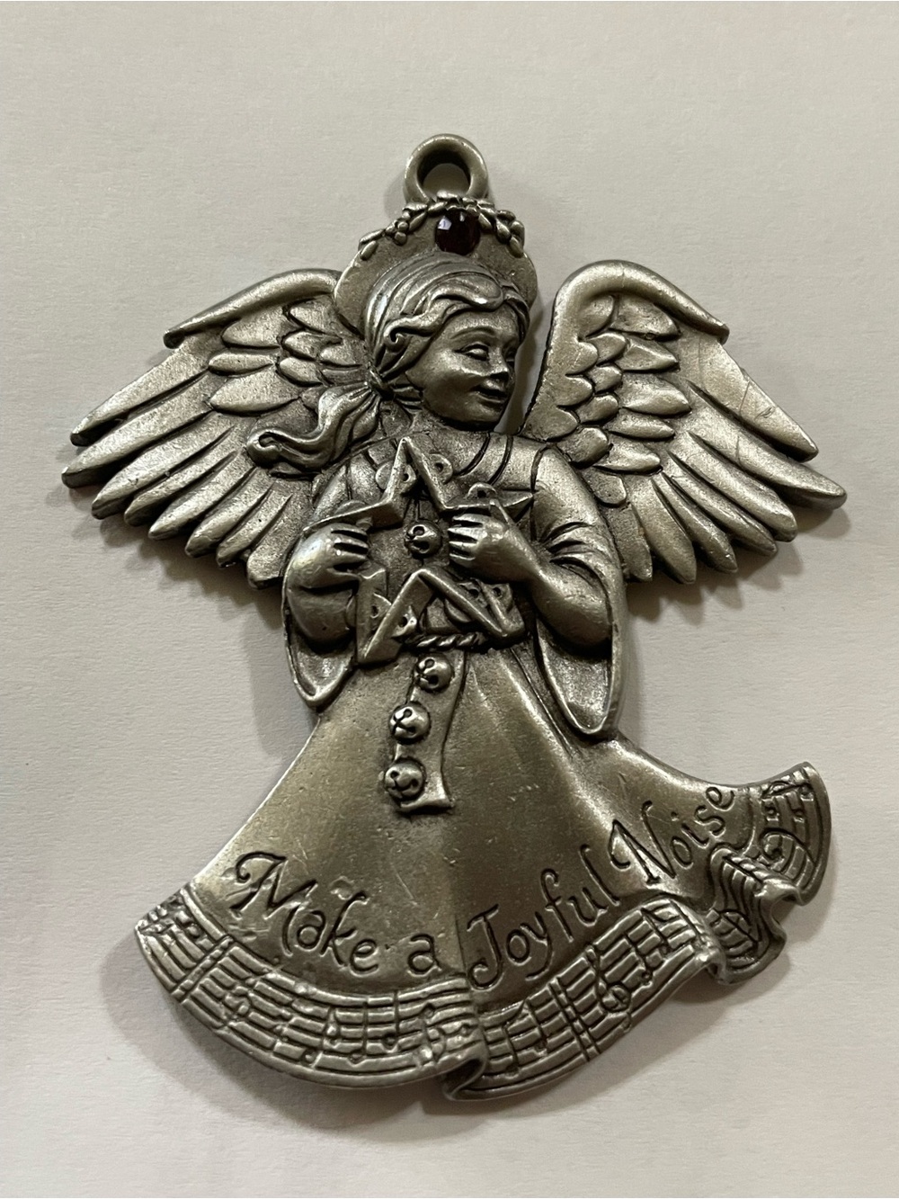 Christmas Tree Ornament Angel Joyful Pewter Swarvoski #9257 💎